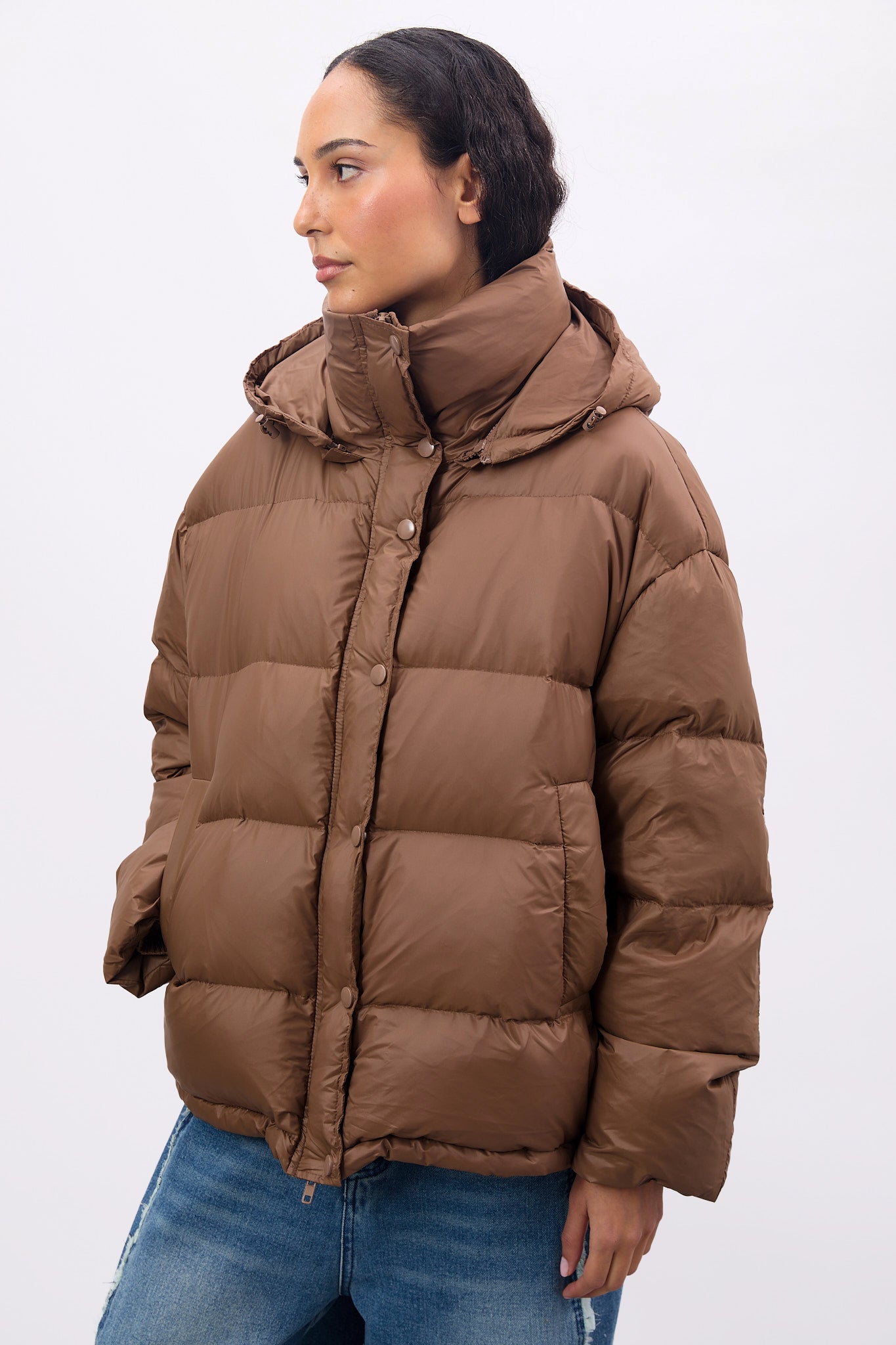 Brown oversized duck down puffer jacket_2
