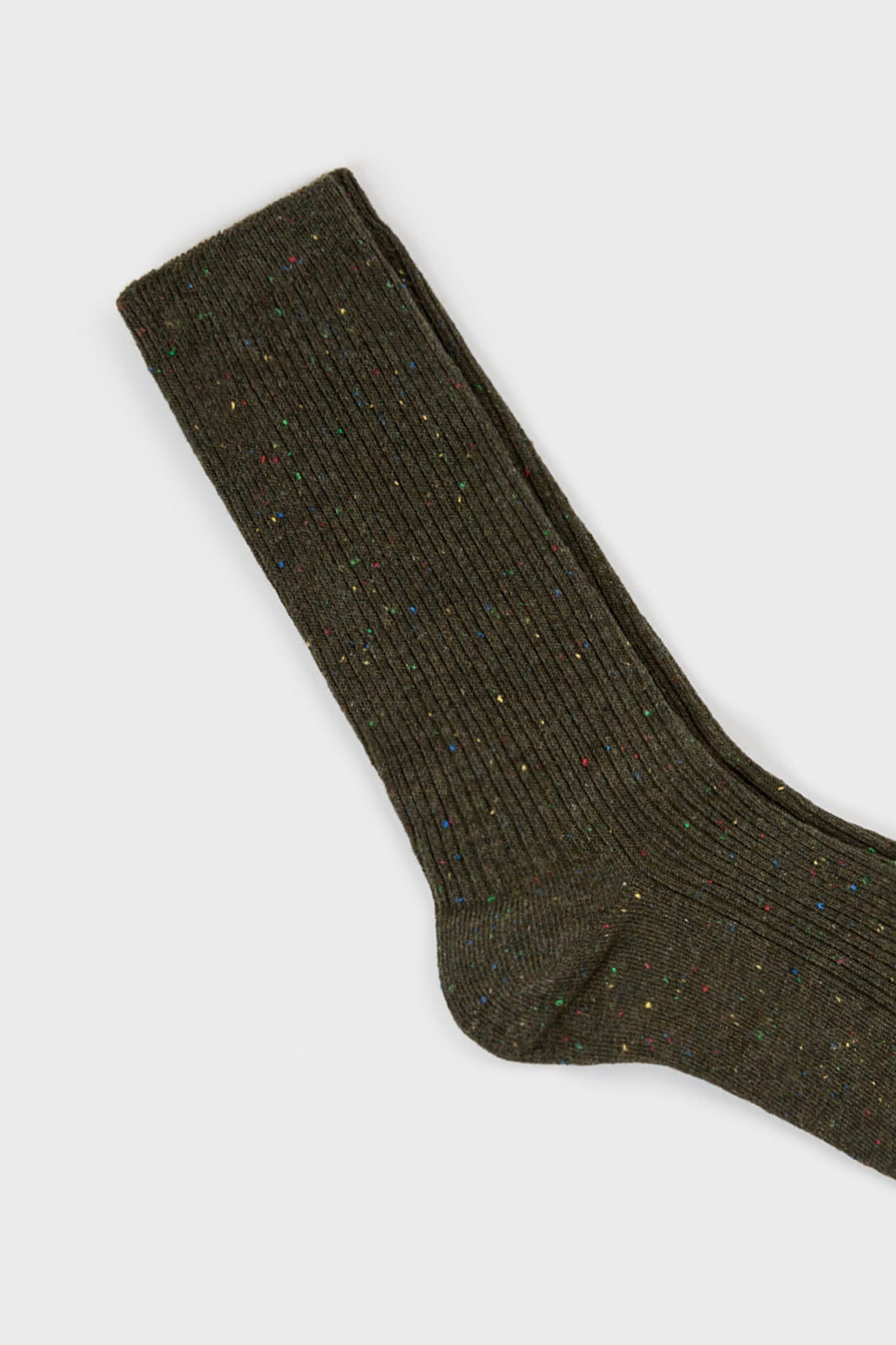 Khaki rainbow fleck ribbed socks_2