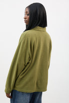 Khaki textured button up collared top_2
