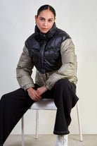 Khaki and navy two tone puffer jacket_5