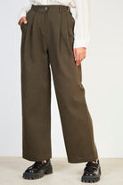 Khaki cinch waist trousers_1