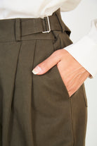 Khaki cinch waist trousers_4
