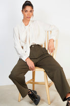 Khaki cinch waist trousers_5
