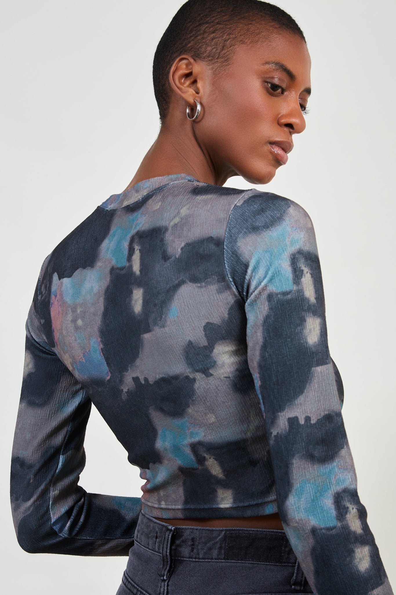 Khaki dark watercolour long sleeve top_4