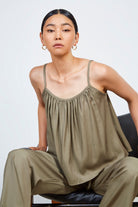 Khaki silky tank_1