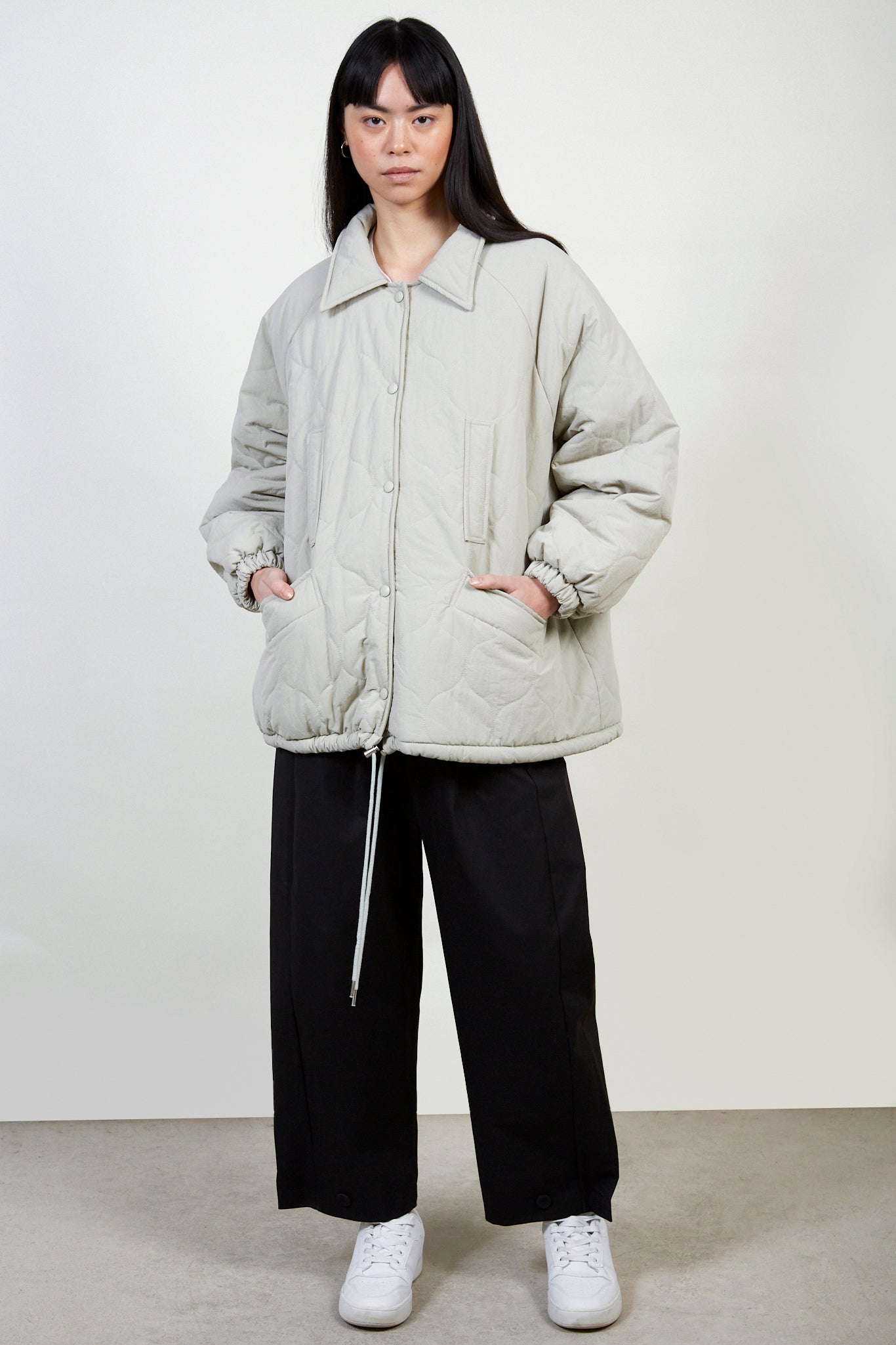 Khaki teddy lined quilted jacket_3