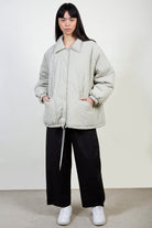 Khaki teddy lined quilted jacket_3