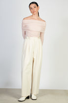 Light beige double side belted trousers_4