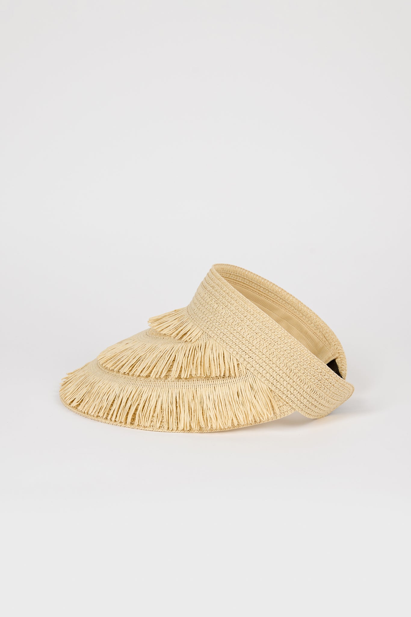 Light beige tiered straw sun visor_1