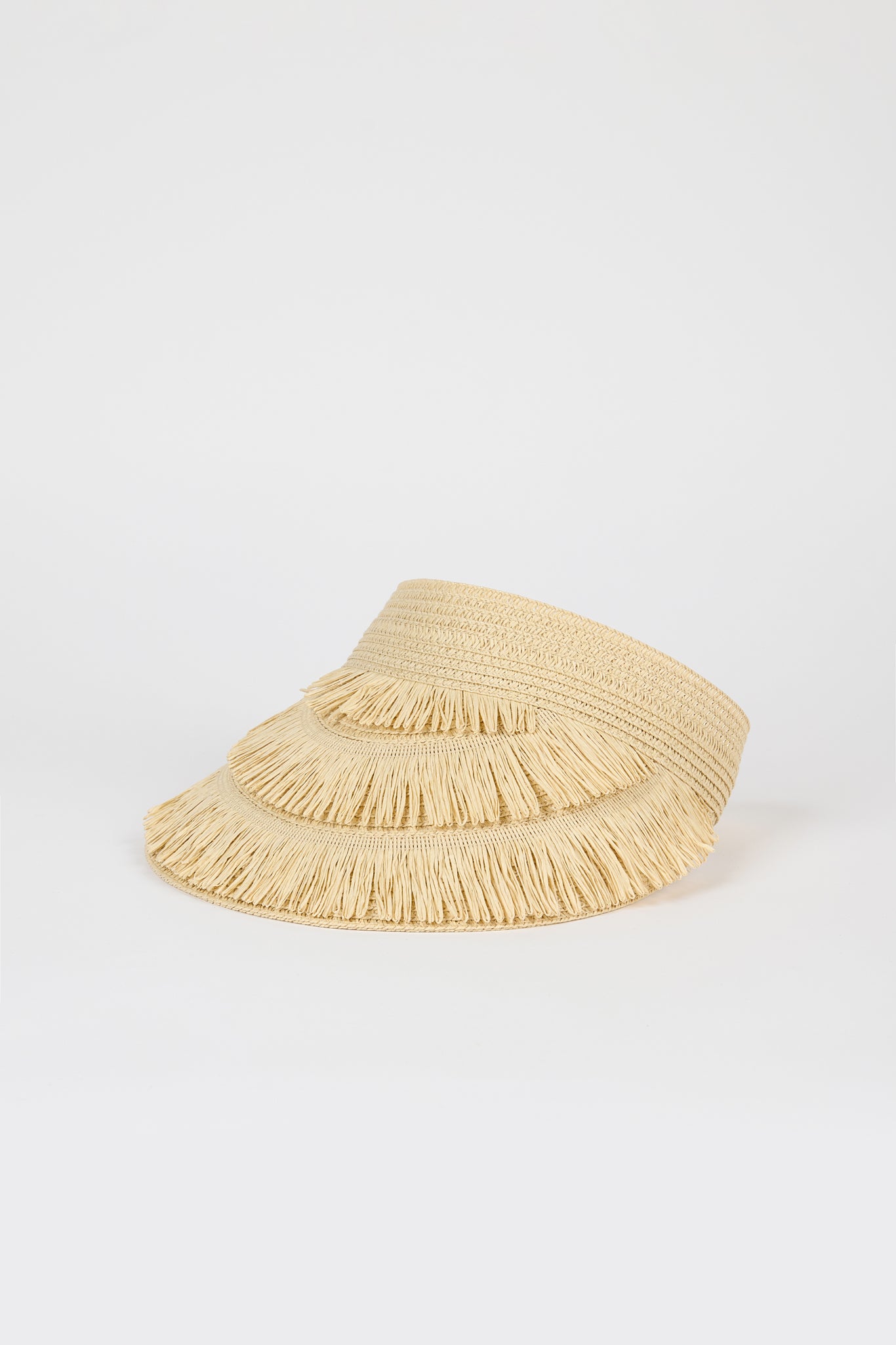 Light beige tiered straw sun visor_2