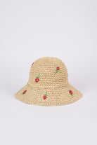 Light beige woven strawberries straw hat_1