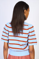 Light blue and brown striped knit tee_2