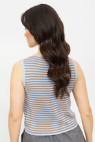Light blue and brown striped knit vest_2