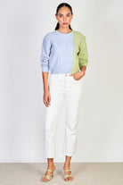 Light blue and green colorblock cableknit jumper_4