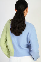 Light blue and green colorblock cableknit jumper_2