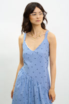 Light blue and navy striped ribbon print dress_3