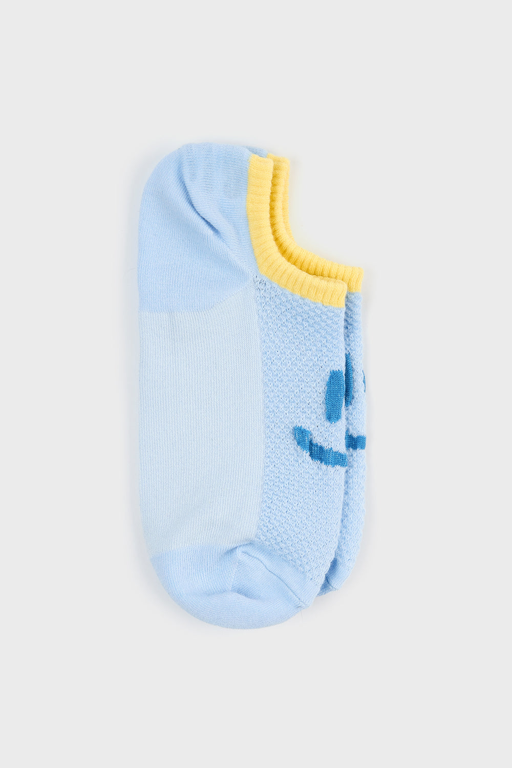 Light blue and yellow giant smiley face pop socks_5