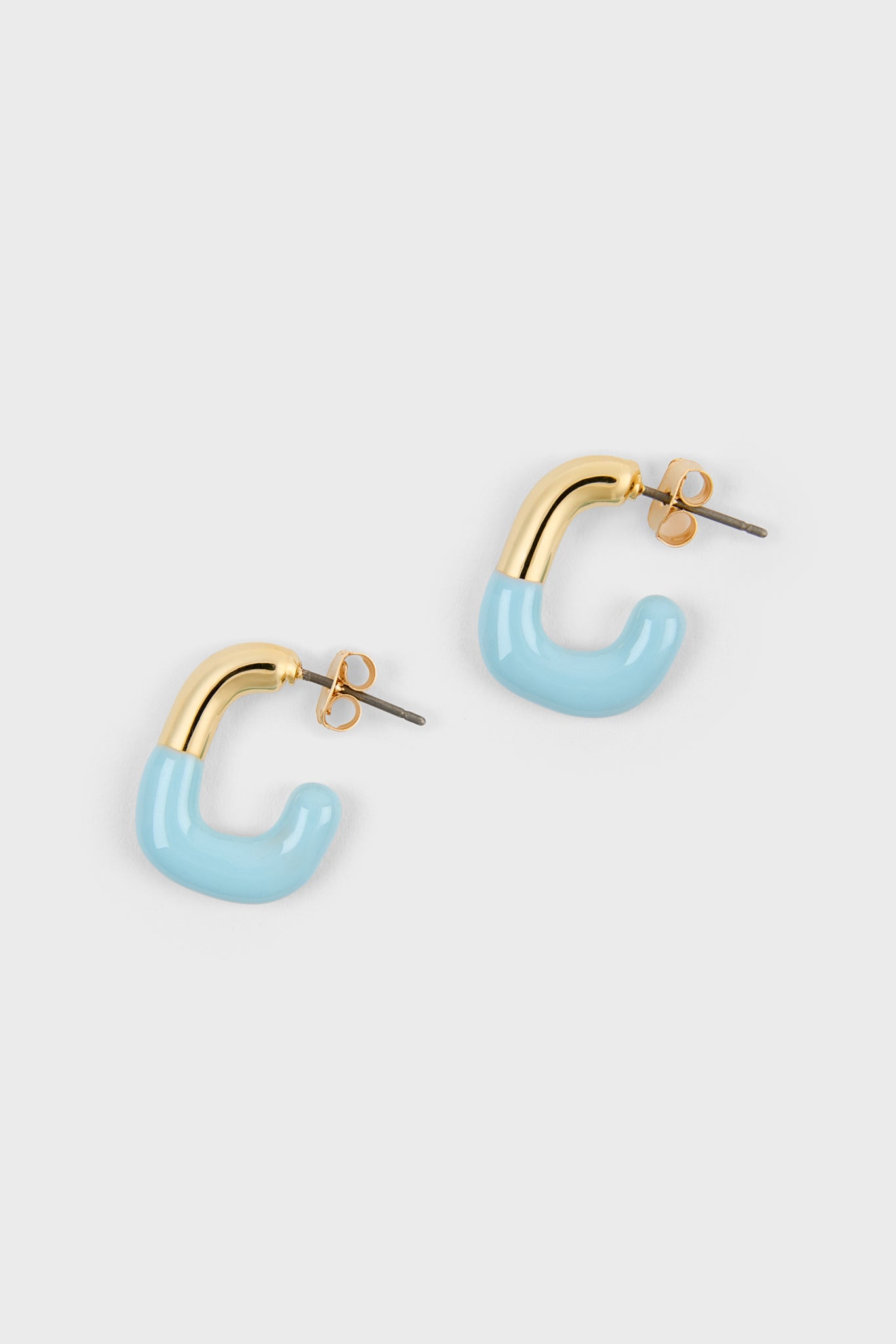 Light blue enamel dipped gold square mini hoop earrings_1