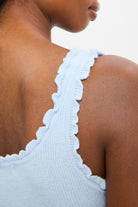 Light blue frill trim button up knit tank_3