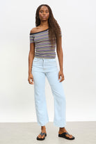 Light blue high waist wide leg jeans_3