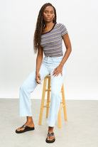 Light blue high waist wide leg jeans_4