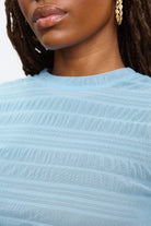 Light blue line textured semi sheer tee_3