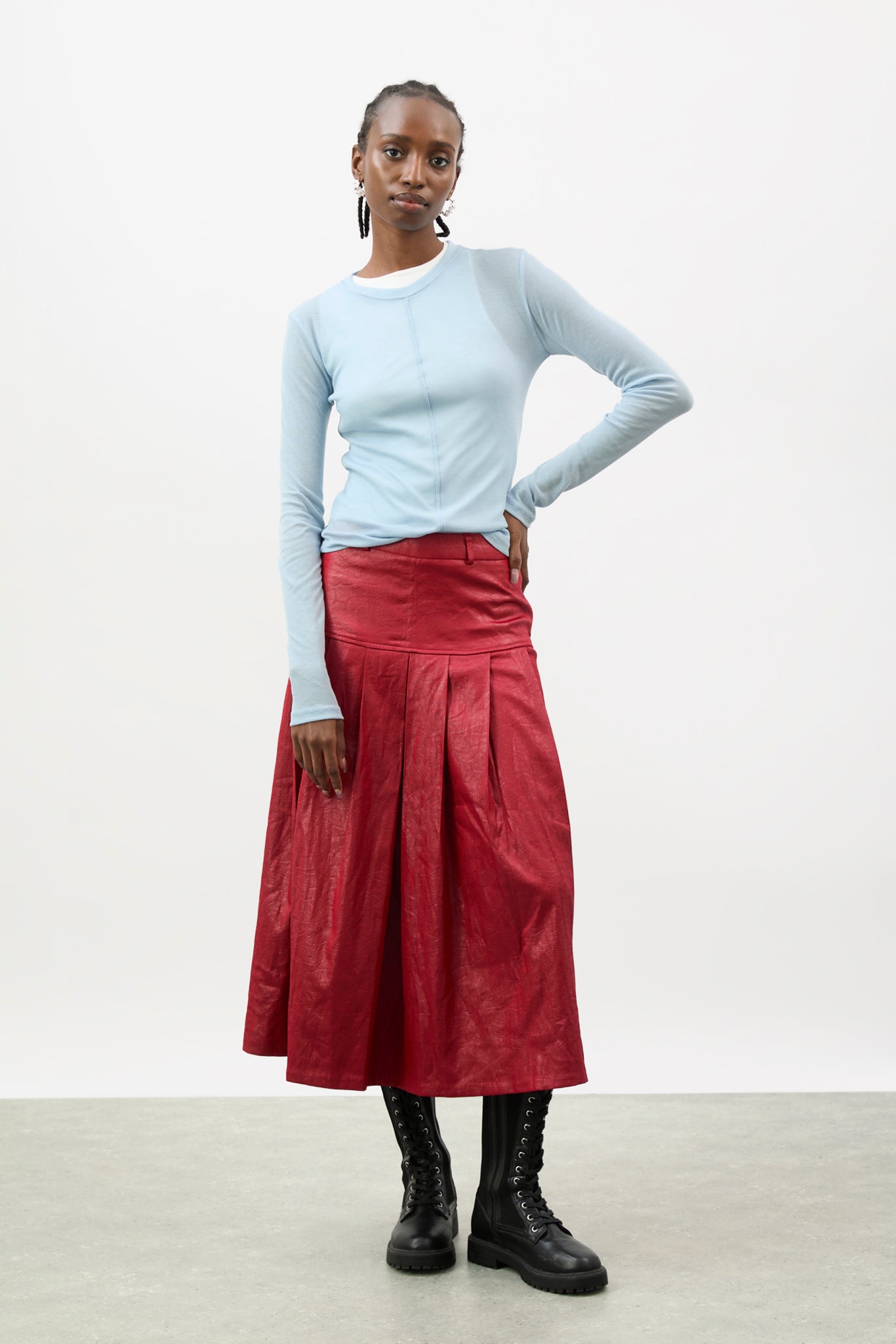 Light blue semi sheer jersey long sleeve top_4