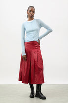 Light blue semi sheer jersey long sleeve top_4