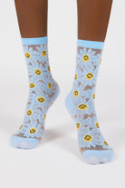 Light blue sheer daisy smiley face socks_2