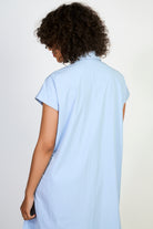 Light blue short sleeved side button shirt dress_3