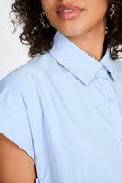 Light blue short sleeved side button shirt dress_4