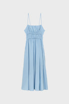 Light blue tiered bodice tie back midi dress_1