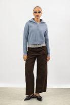 Light blue wool blend ribbed wide collar cardigan_4