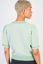 Light green and white mix knit tee_2