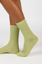 Light green modal blend ribbed socks_3