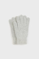 Pale grey mohair beanie and wool blend gloves set