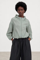 Light grey box textured hooded windbreaker_1