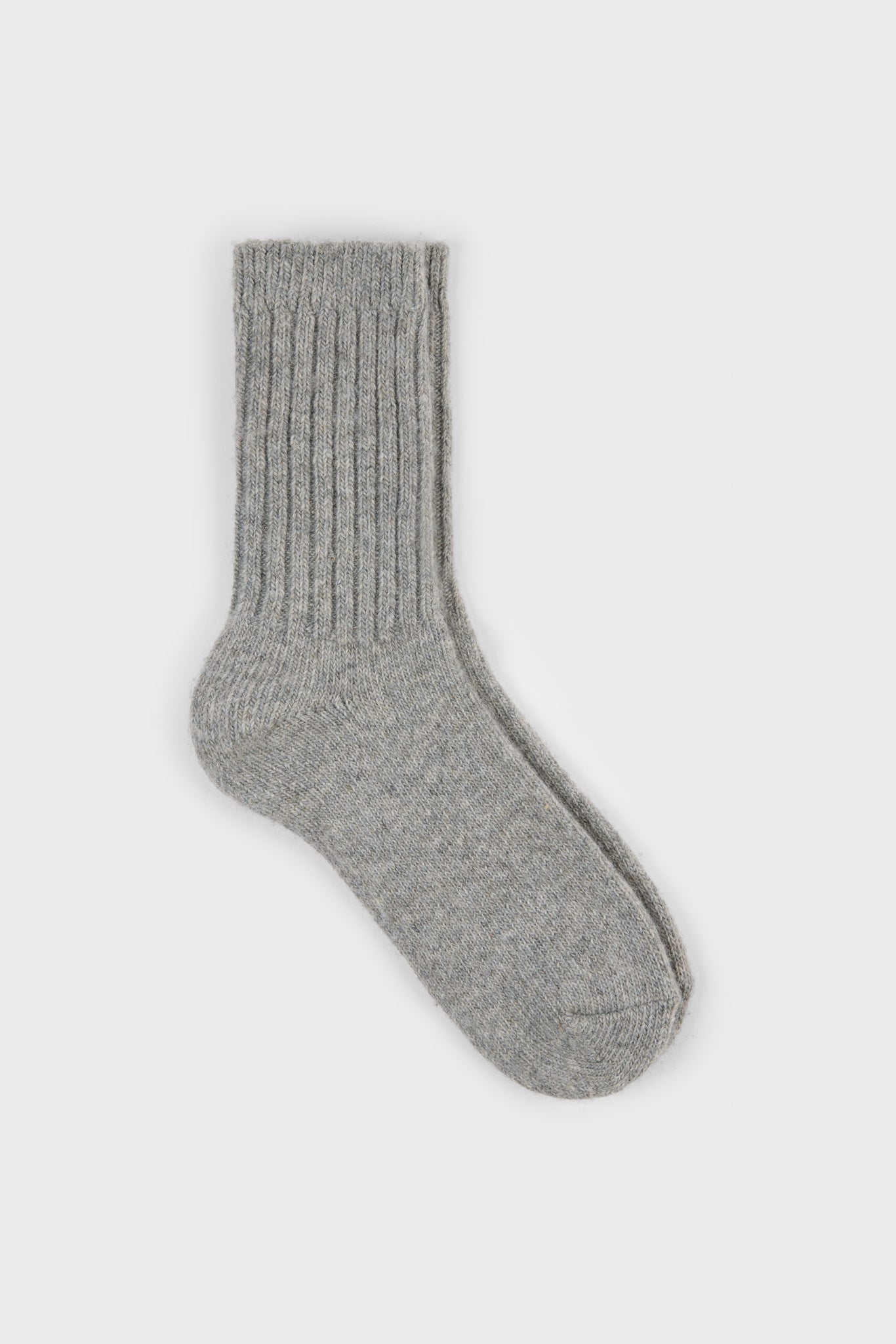 Light grey ribbed cashmere wool blend socks_1