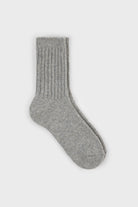Light grey ribbed cashmere wool blend socks_1