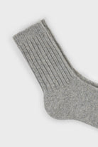 Light grey ribbed cashmere wool blend socks_2
