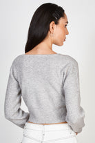 Light grey square neck knit top_2