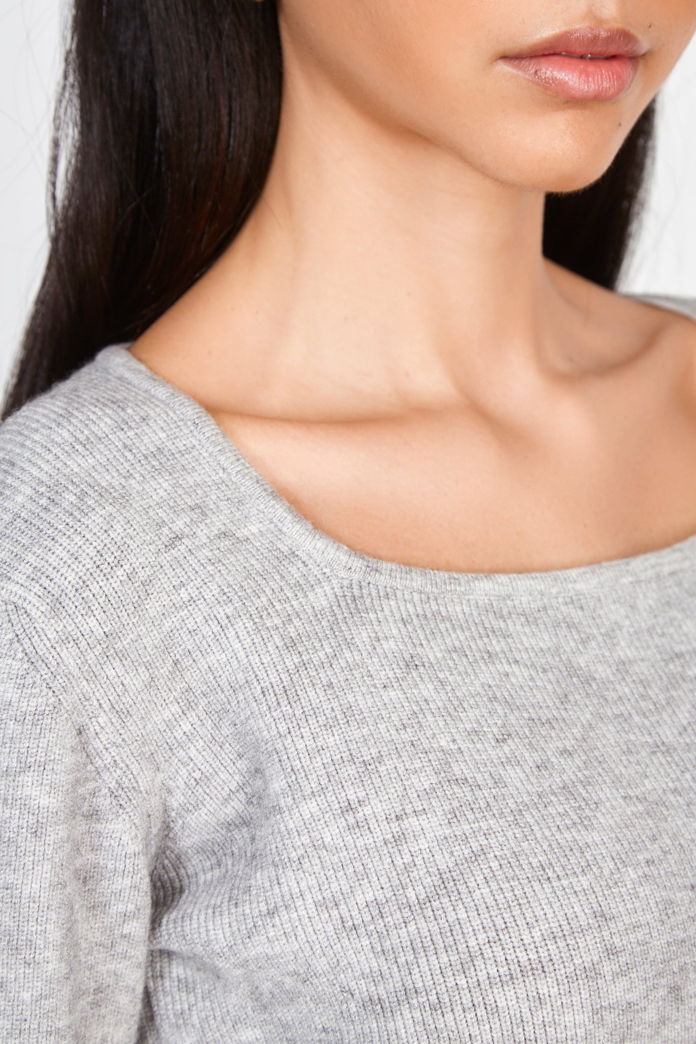 Light grey square neck knit top_4