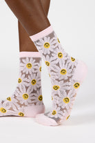 Light pink sheer daisy smiley face socks_1