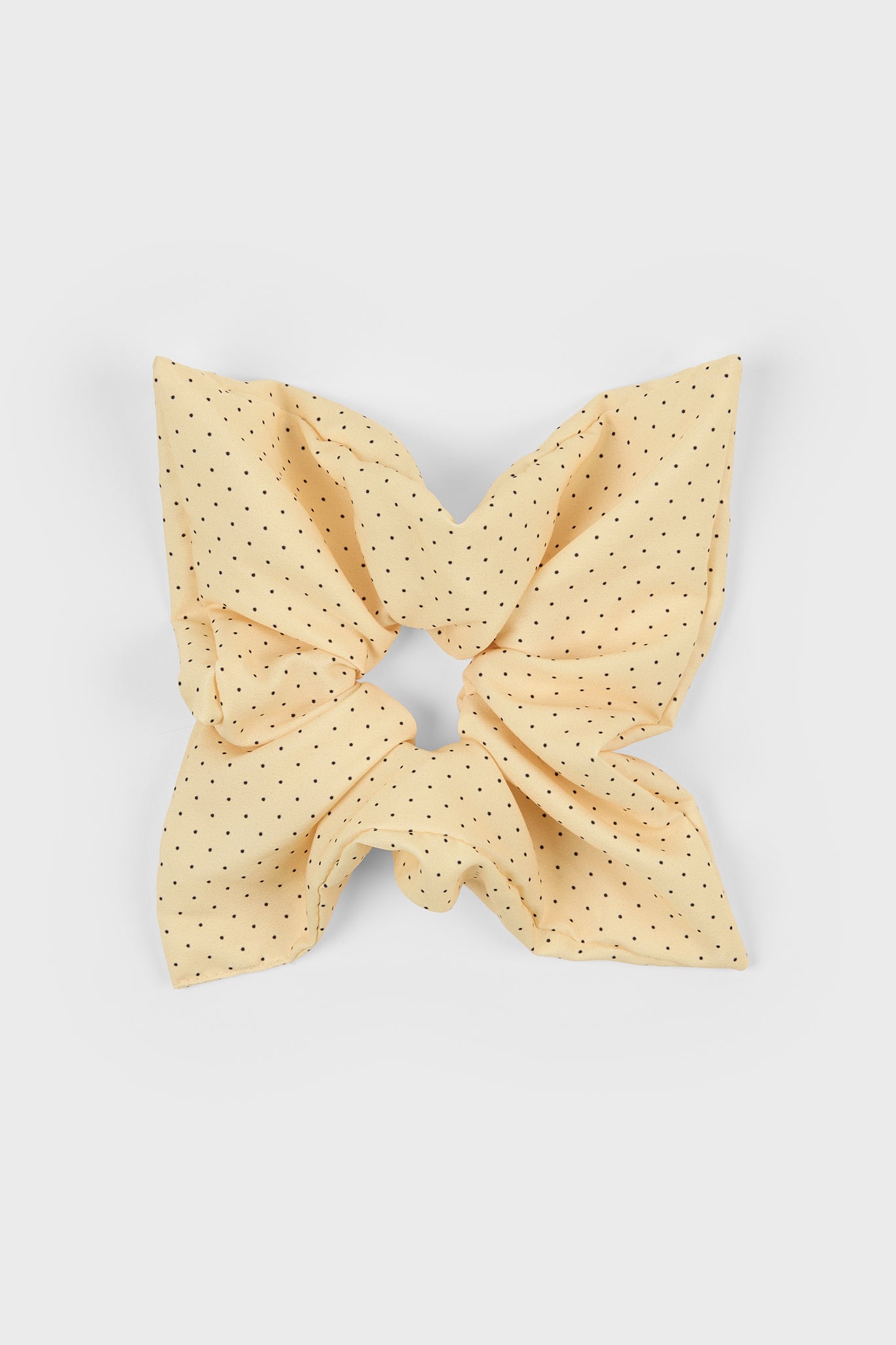 Light yellow tiny polka dot square scrunchie_1