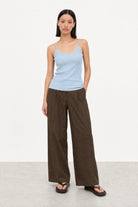 Light blue thin ribbed strappy knit tank_4