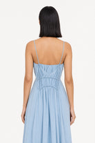 Light blue tiered bodice tie back midi dress_4