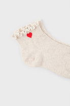 Light beige ruffle trim heart ankle socks_4