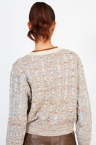 Light blue and brown mix knit varsity trim V-neck jumper_2