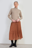 Light brown alpaca blend mock neck knit top_2