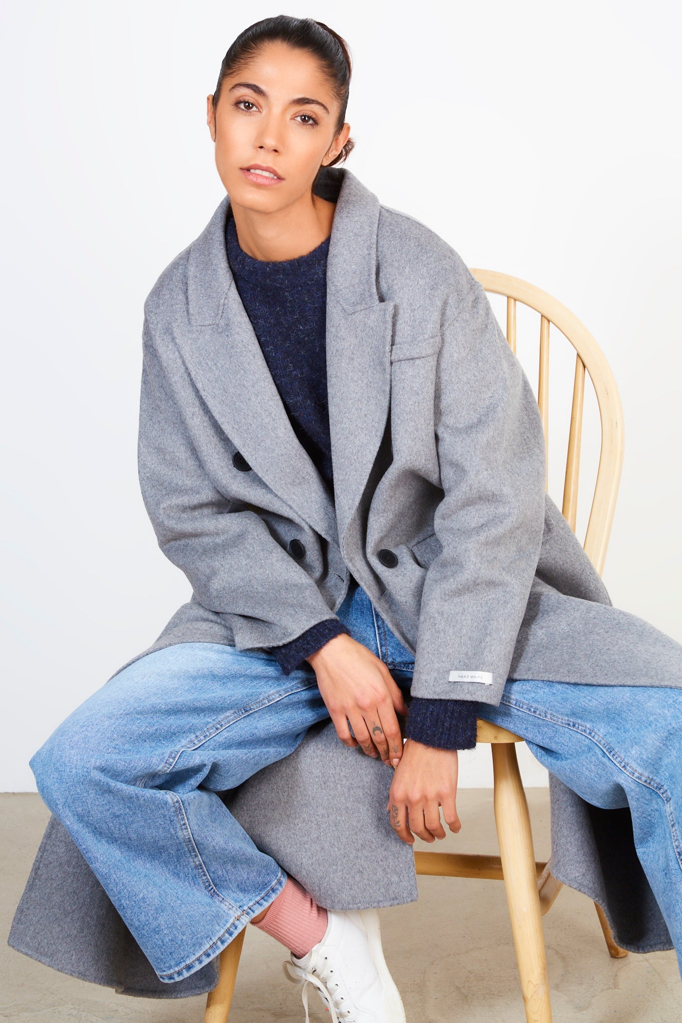 Light grey wool blend double breasted coat_6